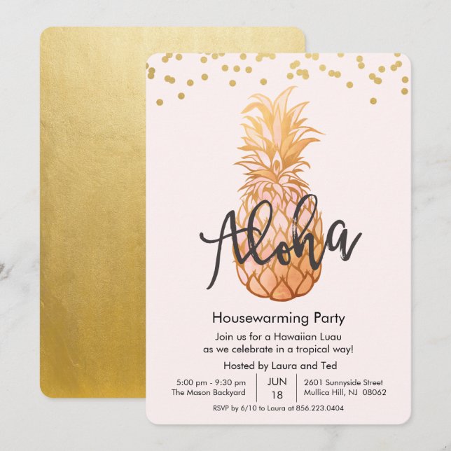 Invitation à une fête hawaïenne de pendaison de cr (Devant / Derrière)