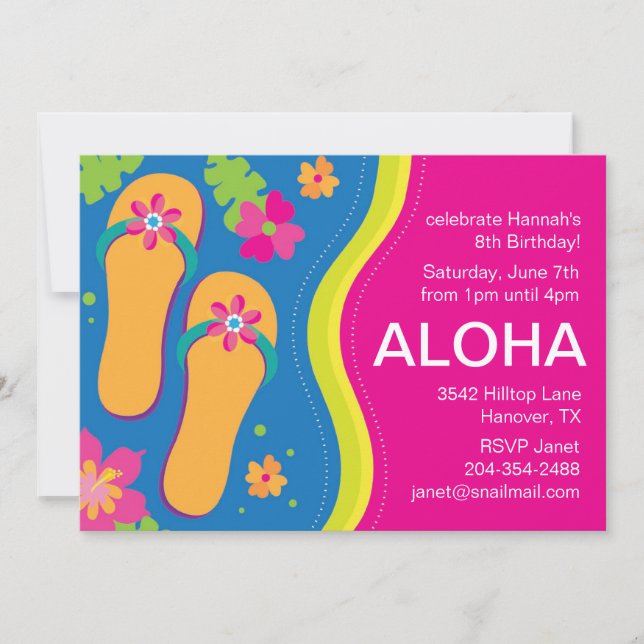 Invitation à une fête hawaïenne Luau (Devant)