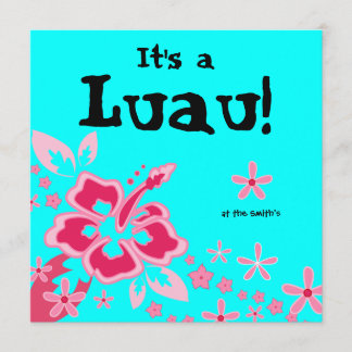 Invitation à une fête Luau Fleur d'Hibiscus Rose B