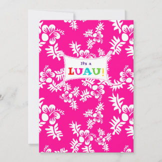 Invitation à une fête Luau Fleur d'Hibiscus Rose B