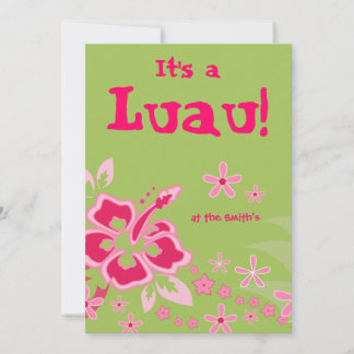 Invitation à une fête Luau Fleur d'Hibiscus Rose V