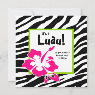 Invitation à une fête Luau Hibiscus Zèbre Rose Lim