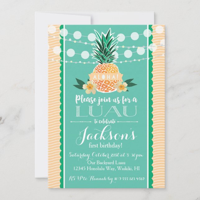 Invitation à une fête Luau pour un anniversaire, u (Devant)