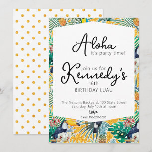 Invitation à une fête Luau   Toucans et Ananas