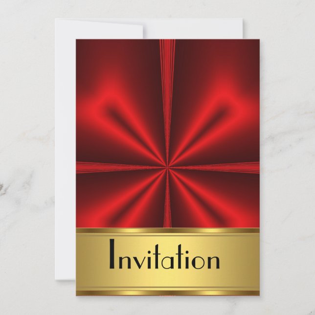 Invitation à une fête or et rouge (Devant)