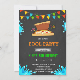 Invitation à une fête piscine pizza