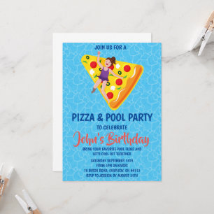 Invitation à une fête pizza au bord de la piscine