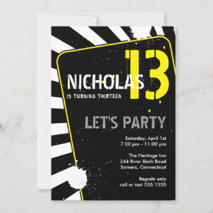 Invitation à une fête pour adolescent   Jaune