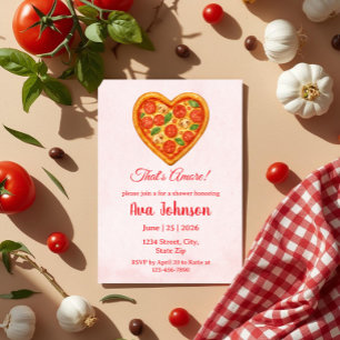 Invitation à une fête prénatale avec une pizza en