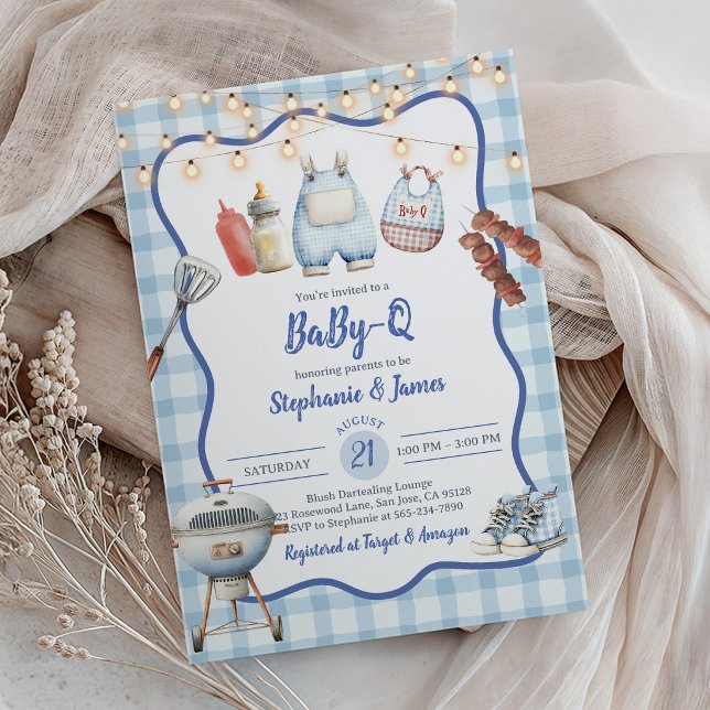 Invitation à une fête prénatale : BBQ Coed BlueGin (Créateur téléchargé)