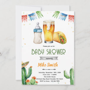 Invitation à une fête prénatale bière et tacos