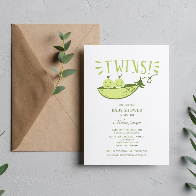 Invitation à une fête prénatale de jumeaux Deux pe (Créateur téléchargé)