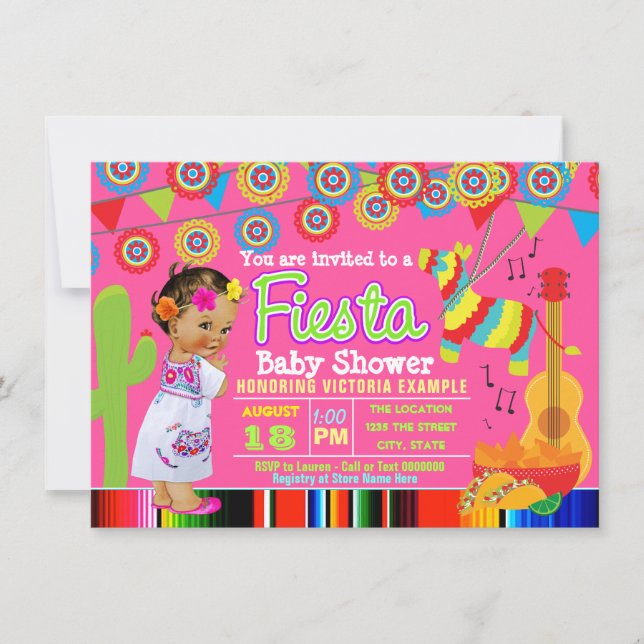 Invitation à une fête prénatale Fiesta avec bébé f (Devant)