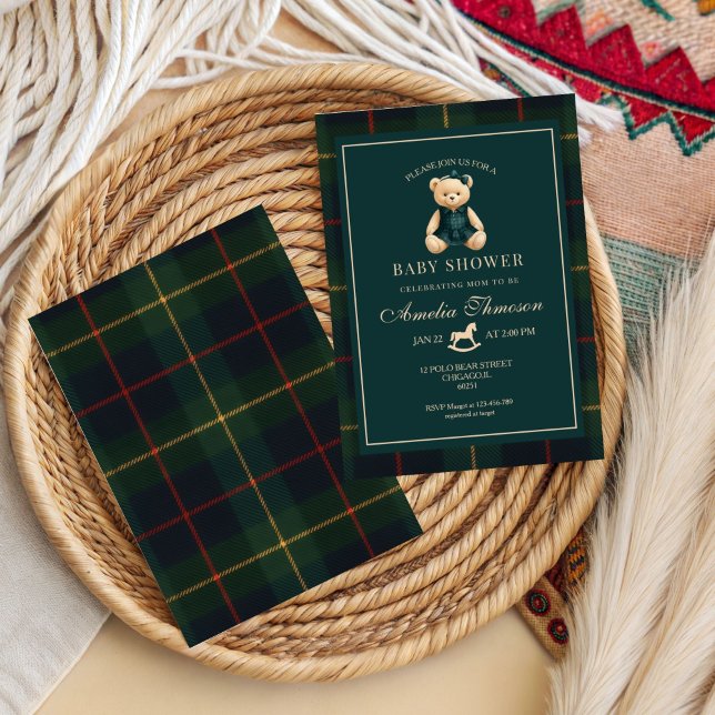 Invitation à une fête prénatale Luxueuse Ourson en (Créateur téléchargé)