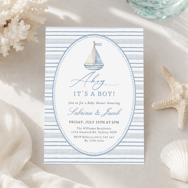 Invitation à une fête prénatale nautique pour garç (Créateur téléchargé)