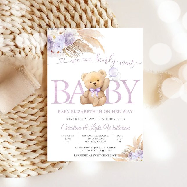 Invitation à une fête prénatale Ourson en peluche (Créateur téléchargé)