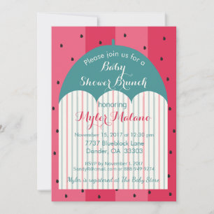 Invitation à une fête prénatale "Parapluie Pastèqu
