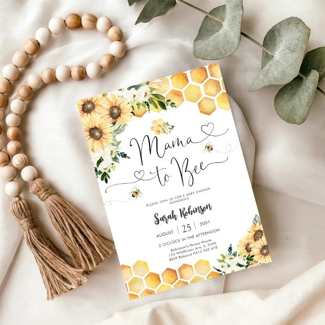 Invitation à une fête prénatale pour bébé abeille (Créateur téléchargé)