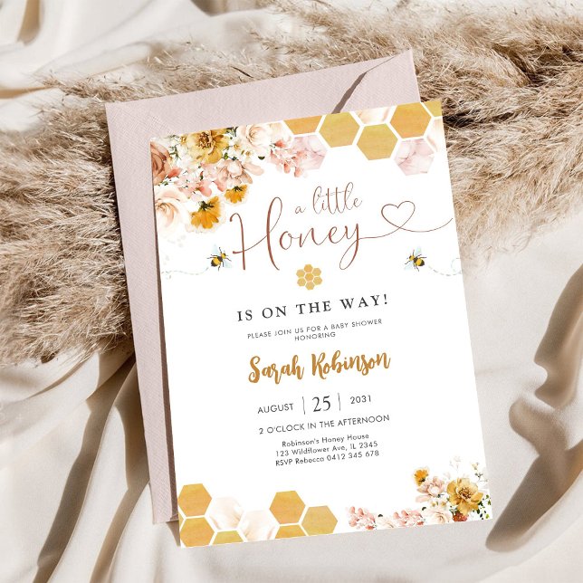 Invitation à une fête prénatale pour bébé abeille (Créateur téléchargé)
