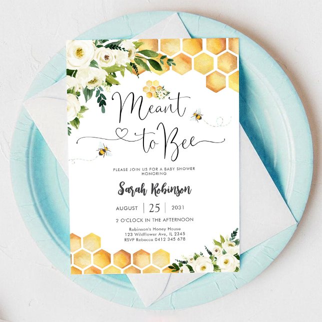Invitation à une fête prénatale pour bébé abeille (Créateur téléchargé)