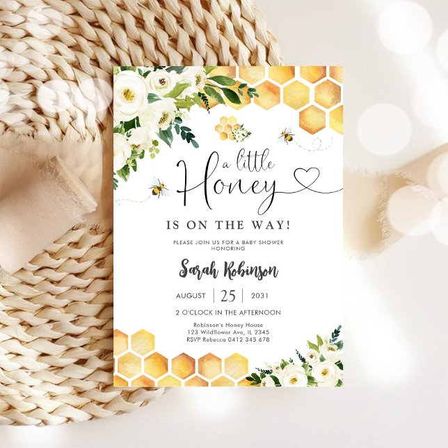 Invitation à une fête prénatale pour bébé abeille (Créateur téléchargé)