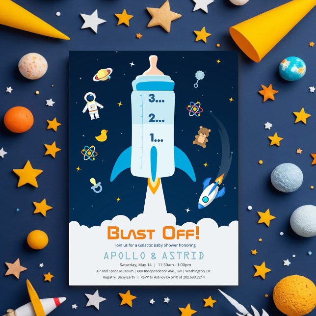 Invitation à une fête prénatale pour bébé astronau (Créateur téléchargé)