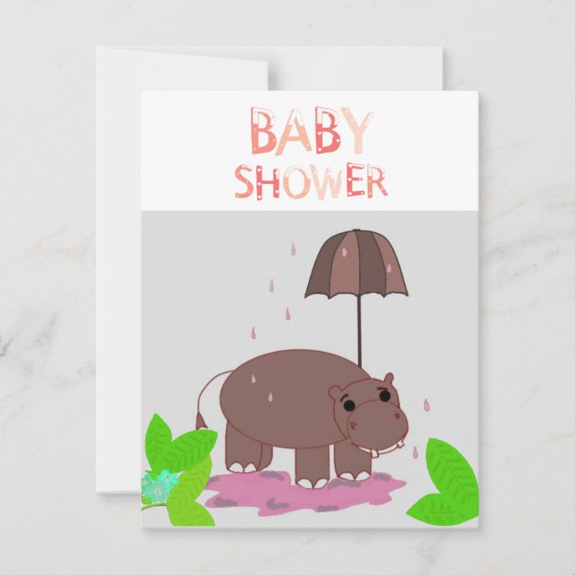 Invitation à une fête prénatale pour bébé hippopot (Devant)