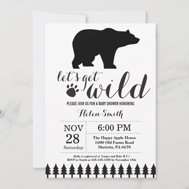 Invitation à une fête prénatale pour bébé ours pol (Devant)