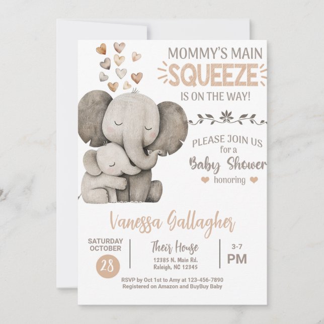 Invitation à une fête prénatale pour maman et bébé (Devant)