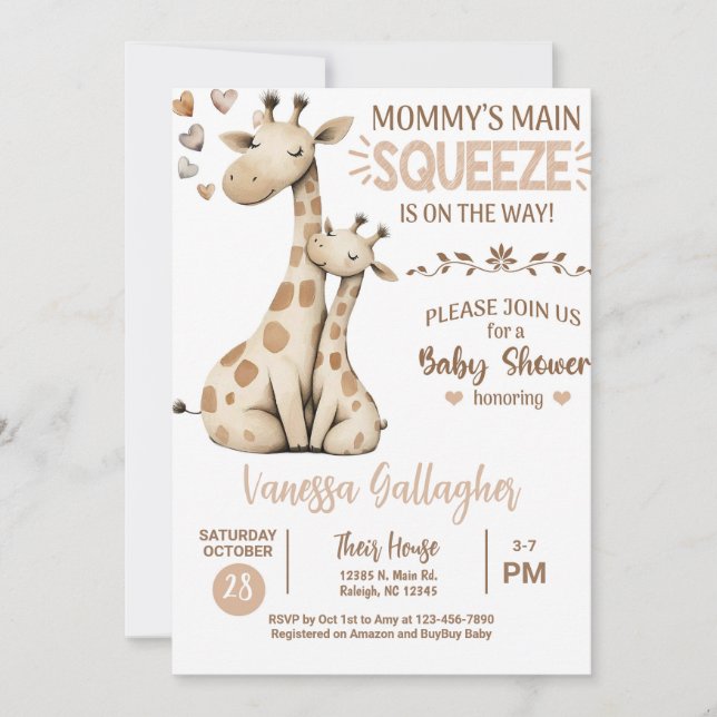 Invitation à une fête prénatale pour maman et bébé (Devant)