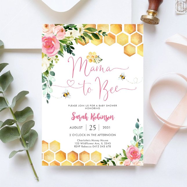 Invitation à une fête prénatale pour une abeille (Créateur téléchargé)
