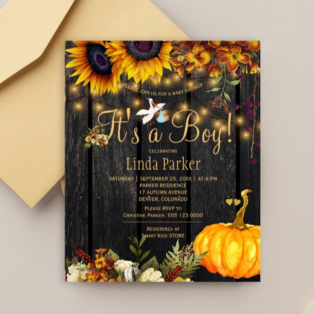 Invitation à une fête prénatale rustique et automn (Créateur téléchargé)