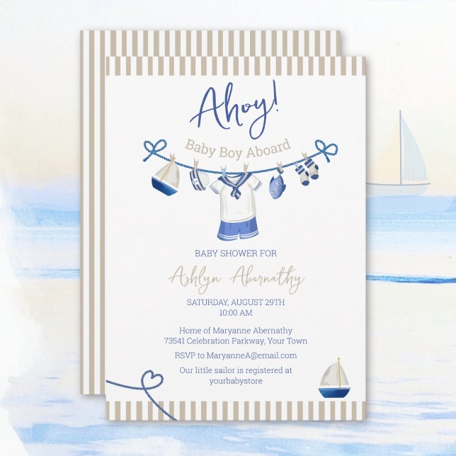 Invitation à une fête prénatale sur le thème marin (Créateur téléchargé)