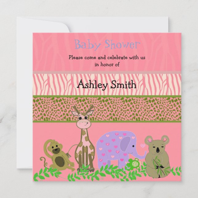 Invitation à une fête prénatale sur les bébés anim (Devant)
