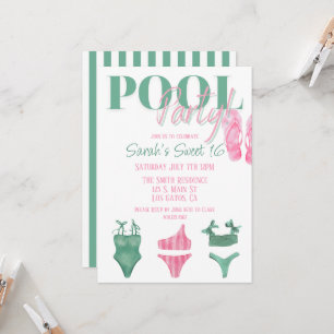 Invitation à une fête preppy au bord de la piscine