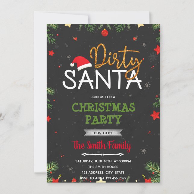Invitation à une fête sur le thème de Dirty Santa (Devant)