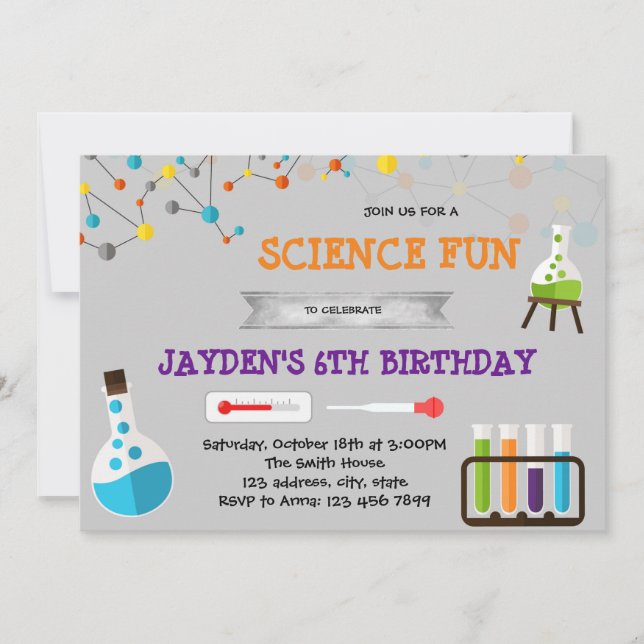 Invitation à une fête sur le thème de la science m (Devant)