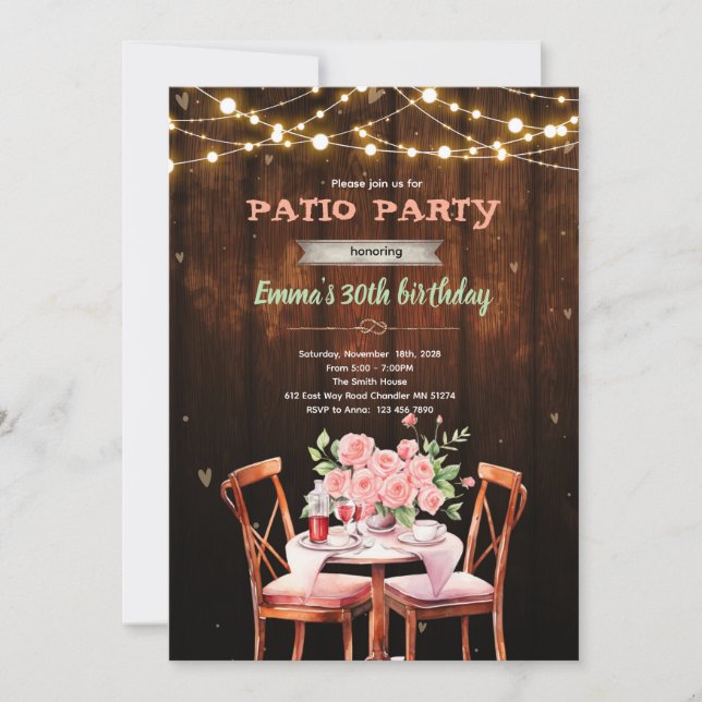 Invitation à une fête sur le thème de la terrasse (Devant)