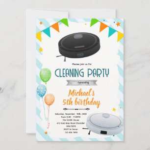 Invitation à une fête sur le thème de l'aspirateur