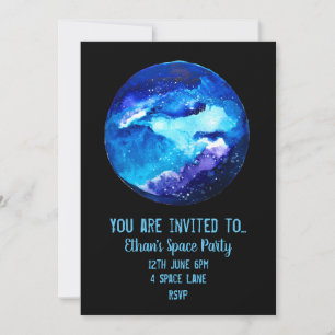 Invitation à une fête sur le thème de l'espace pou