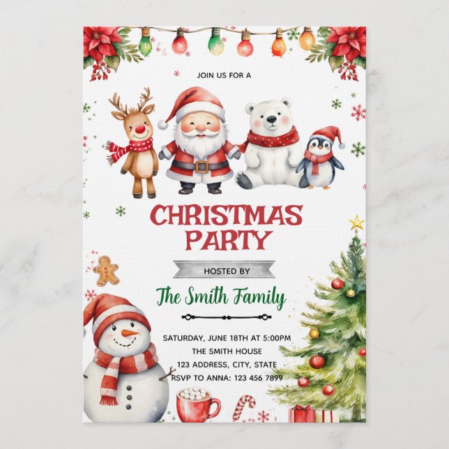 Invitation à une fête sur le thème de Noël (Devant)