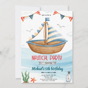 Invitation à une fête sur le thème des bateaux nau