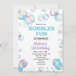 Invitation à une fête sur le thème des bulles mign
