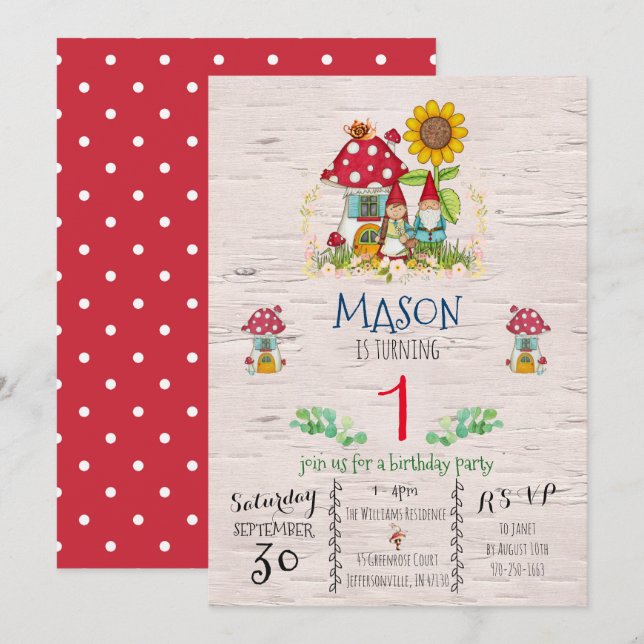Invitation à une fête sur le thème des Gnome des B (Devant / Derrière)