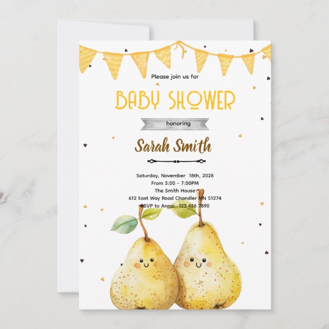 Invitation à une fête sur le thème des poires (Devant)