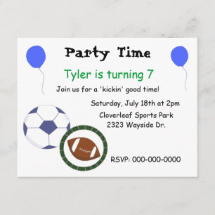 Invitation à une fête sur le thème des sports