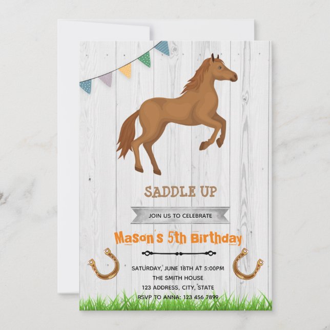 Invitation à une fête sur le thème du cheval garço (Devant)
