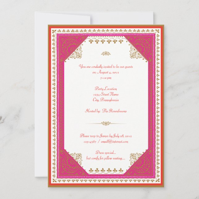 Invitation à une fête sur le thème marocain (Devant)