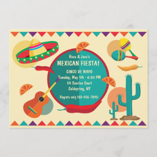 Invitation à une fête sur le thème mexicain Cinco