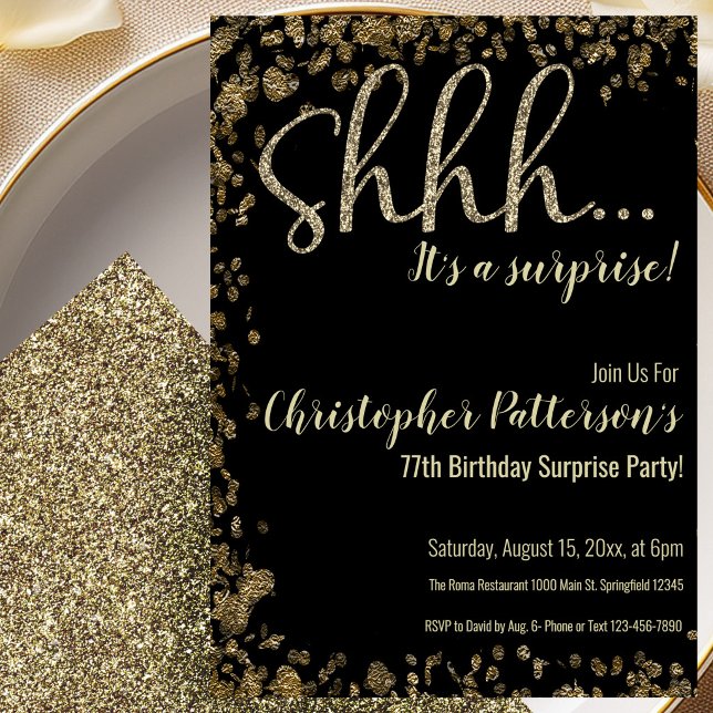 Invitation à une fête surprise pour le 77e anniver (Créateur téléchargé)
